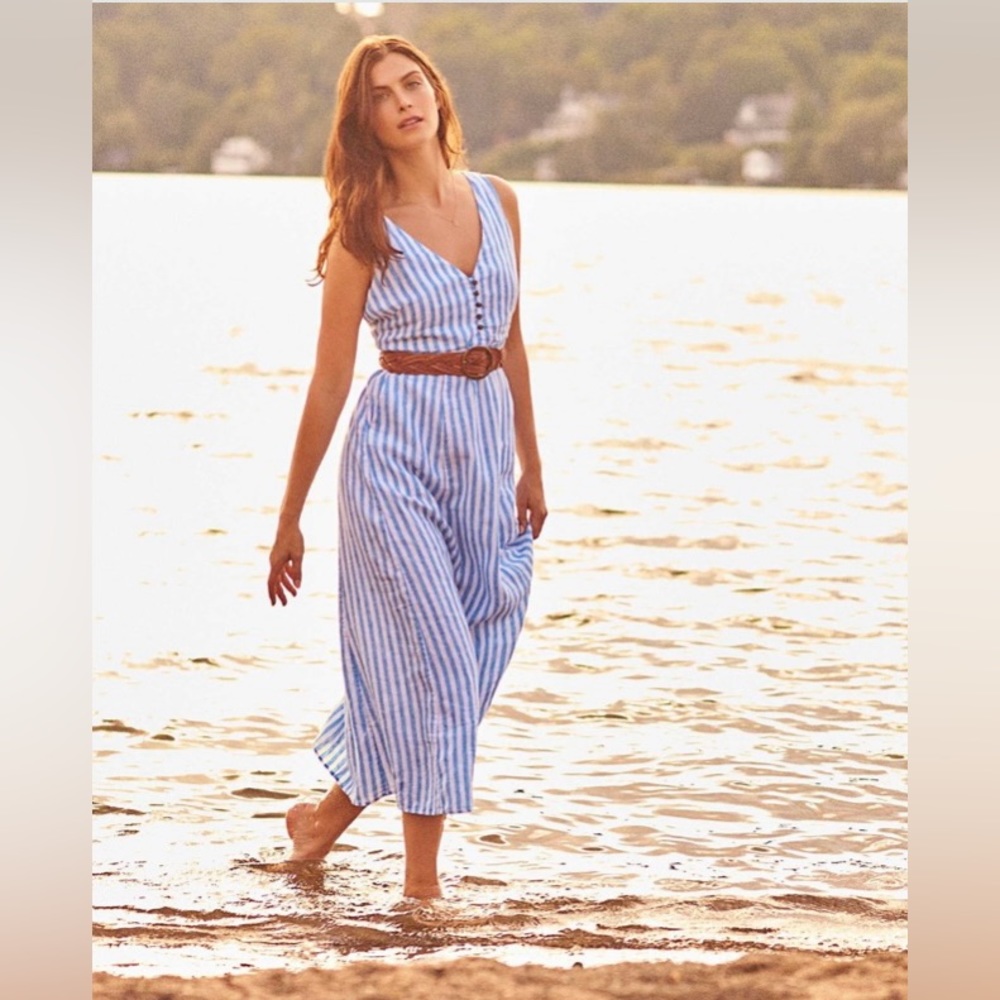 HATLEY ISLA FRENCH BLUE STRIPES MAXI DRESS SIZE MEDIUM